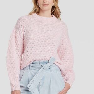 a new day Blush Diamond Knit Crewneck Sweater Size Medium